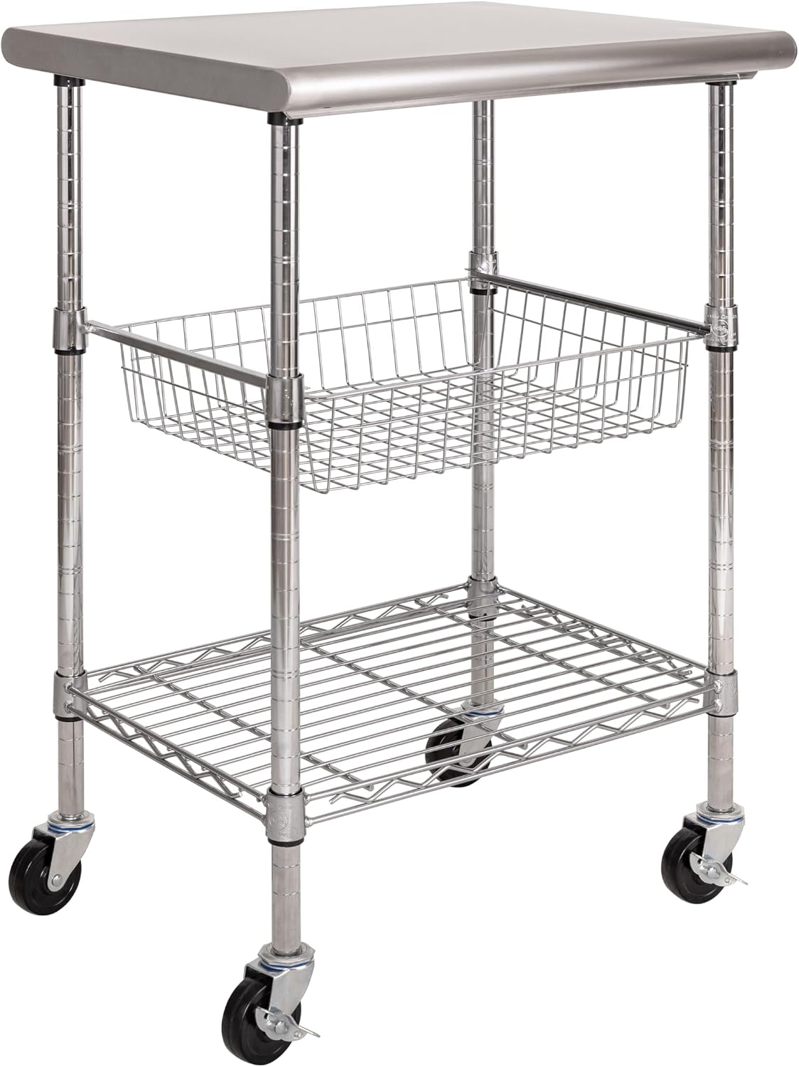 Commercial Kitchen Island On Wheels - Table de préparation commerciale en acier